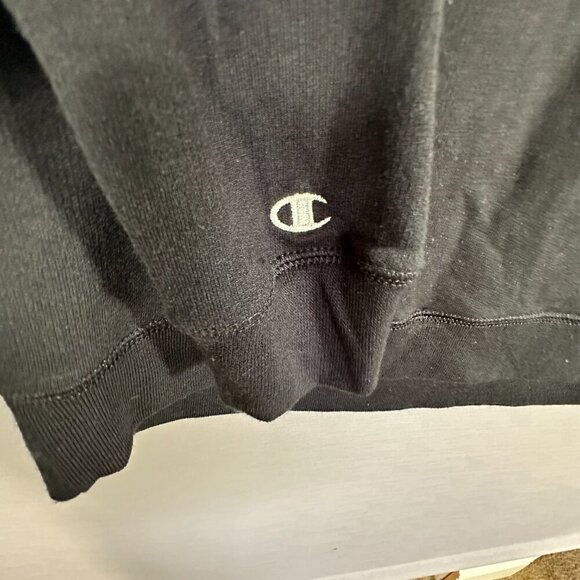 Champion Authentic Sweatshirt Womens Large Black Turtleneck Pockets Rib Cuffs - Picture 6 of 7